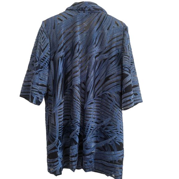 CHICO'S TRAVELERS Blue Whimsy Mesh Stripe Embroidered 3/4 Sleeve Jacket 4 26/28 - Picture 3 of 8